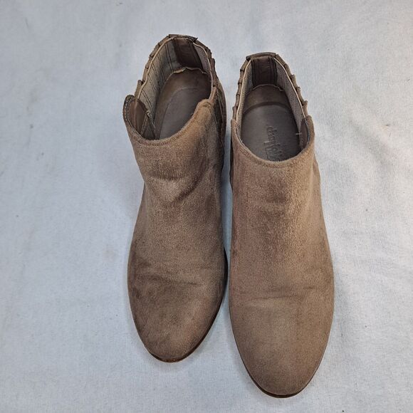 Charlotte Russe Ankle Booties Womens 8 Brown Fabric Faux Suede Pleated Accent - Picture 7 of 10